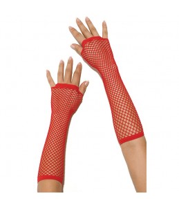 Длинные красные перчатки в сетку (1041-RED)